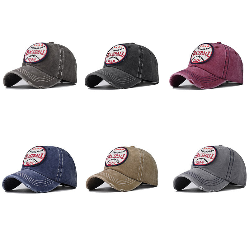 Wholesale Basketball Embroidery Washed Cotton Baseball Cap Adjustable Outdoor Sun Hat For Summer Trendy Vintage Look