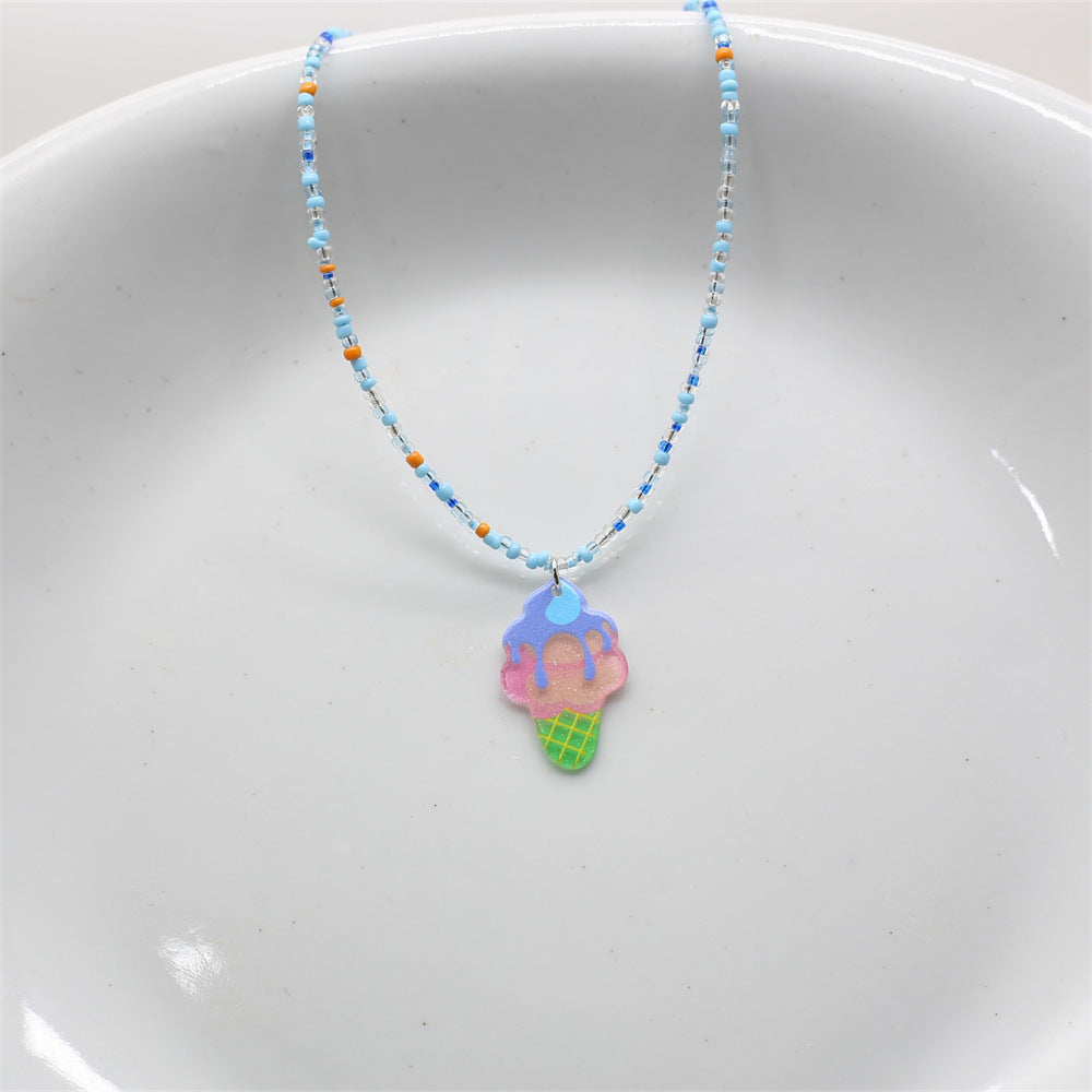 Wholesale Colorful Beaded Ice Cream Necklace