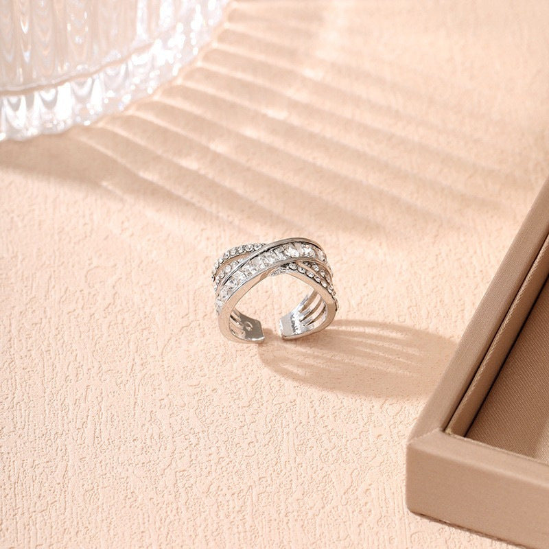 Wholesale Diamond-encrusted Zircon Cross Opening Ring