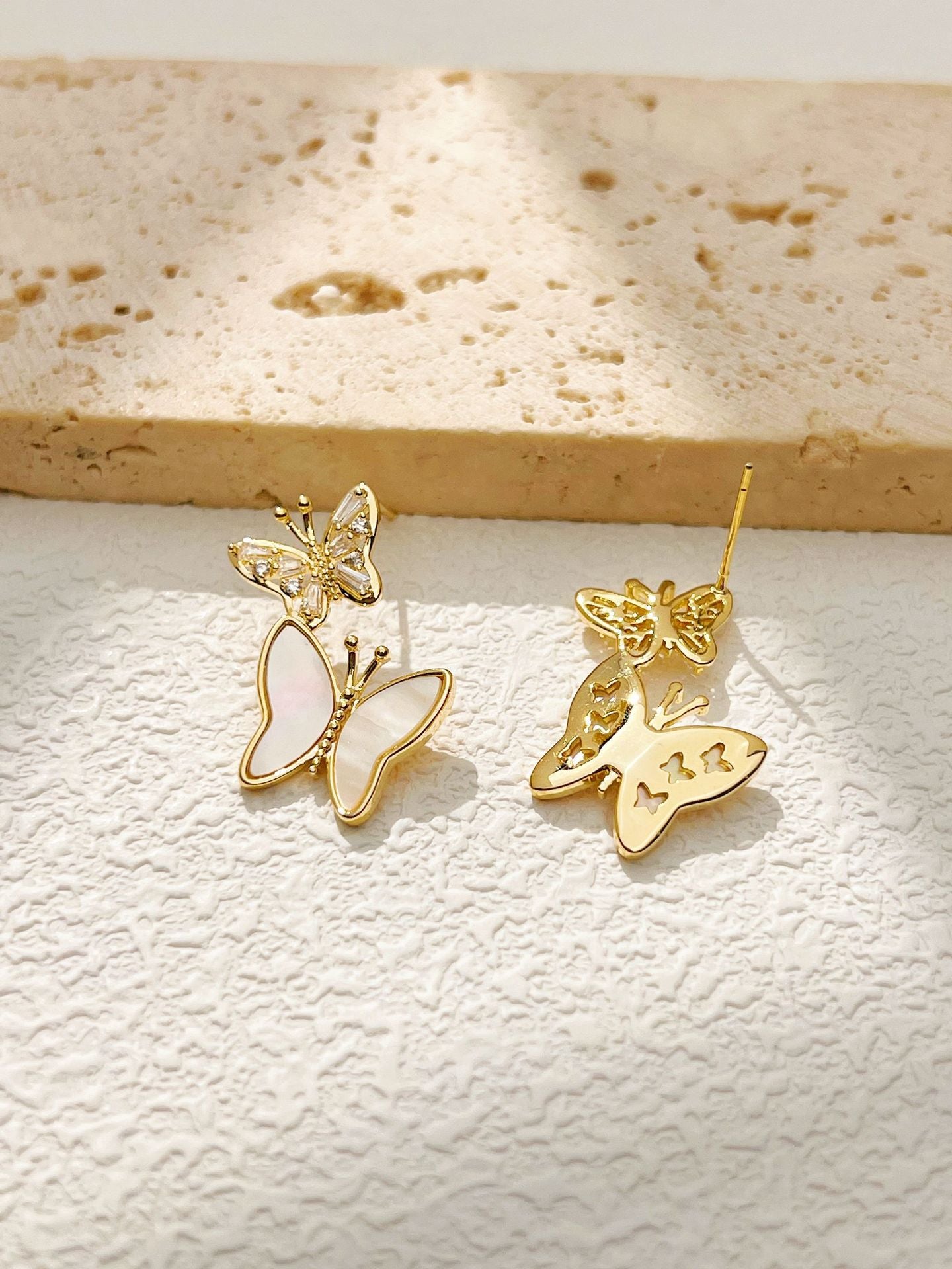 Wholesale  Versatile White Shell Butterfly Earrings