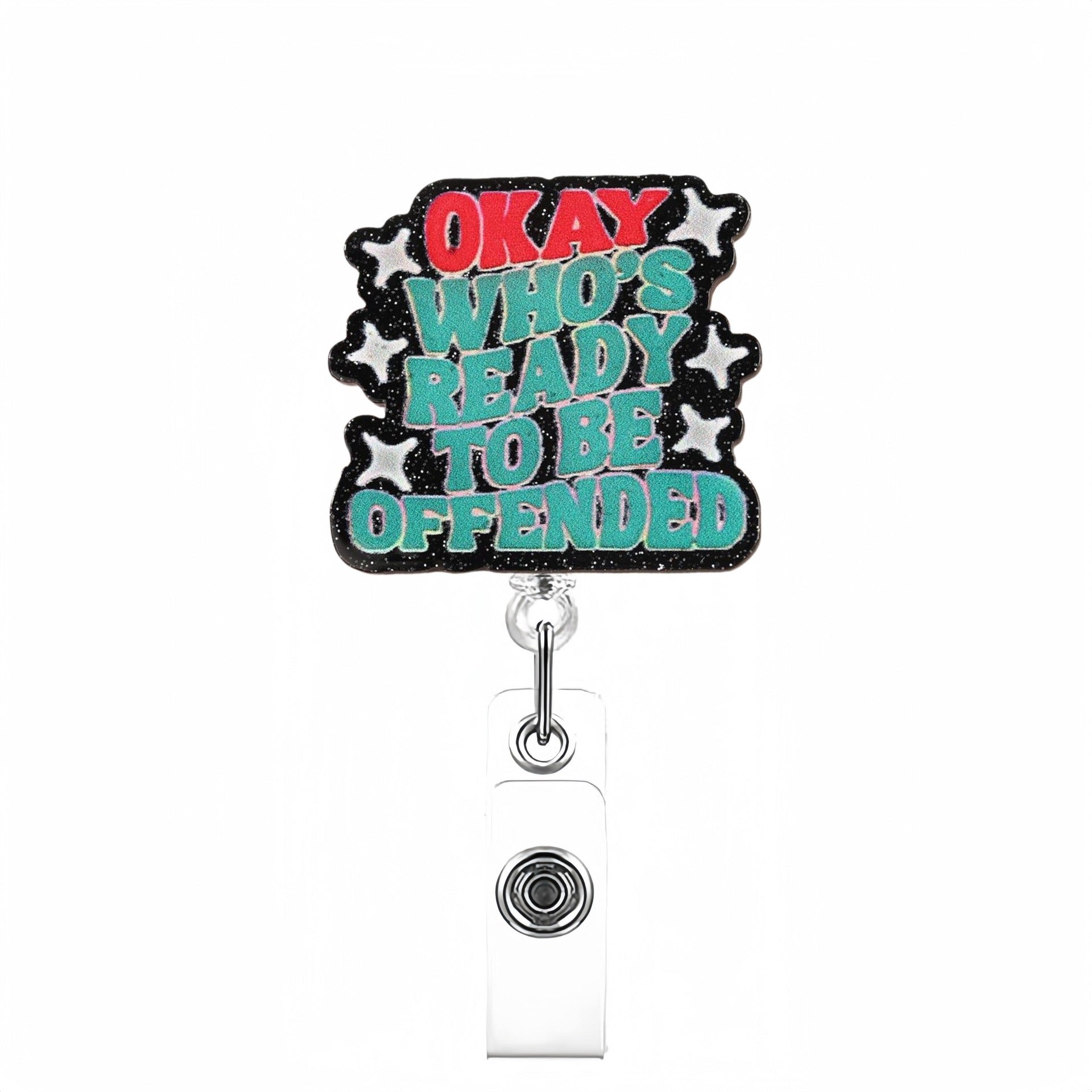 Wholesale Creative pattern acrylic Retractable Rotating Badge Keychain