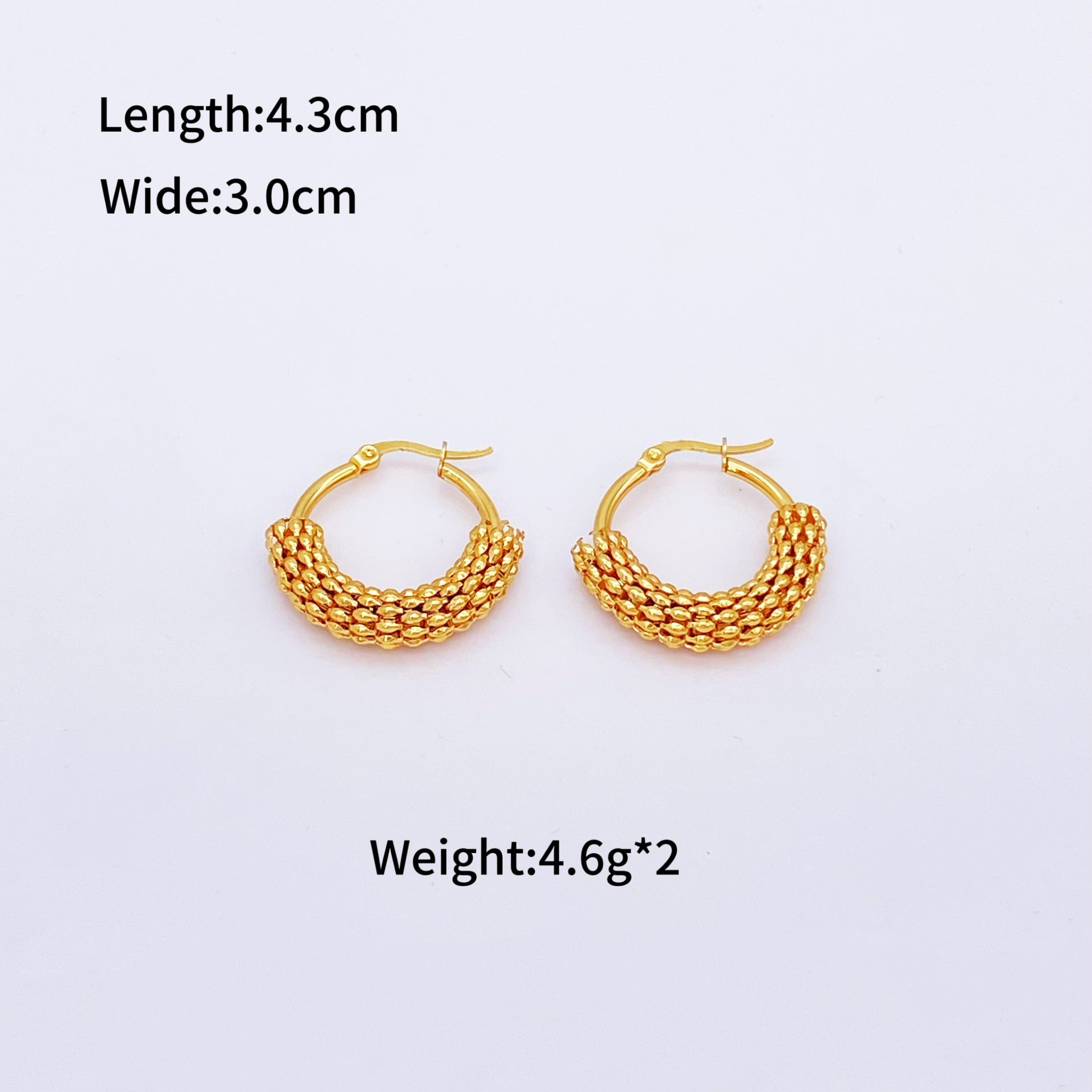 Wholesale Stainless Steel Titanium Steel Circle Halfnet  Earrings