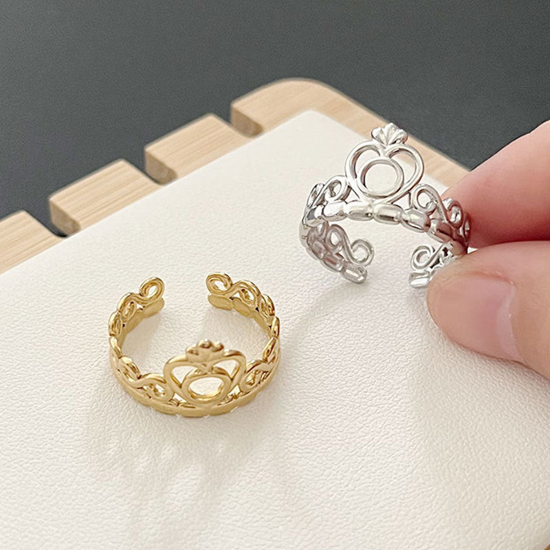 Wholesale retro stainless steel crown adjustable  ring