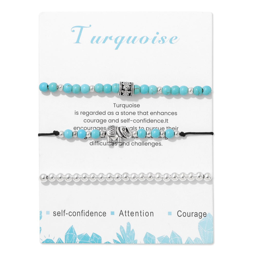 Wholesale Turquoise Men's Turtle Handmade Braided Bracelet Set ACC-BT-YinYi001