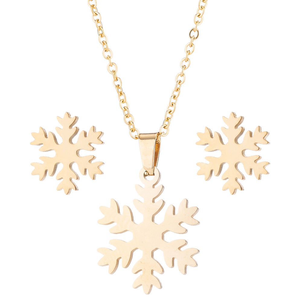 Wholesale Christmas Snowflake Pendant Choker Necklace Earrings Set ACC-NE-ShuangS001