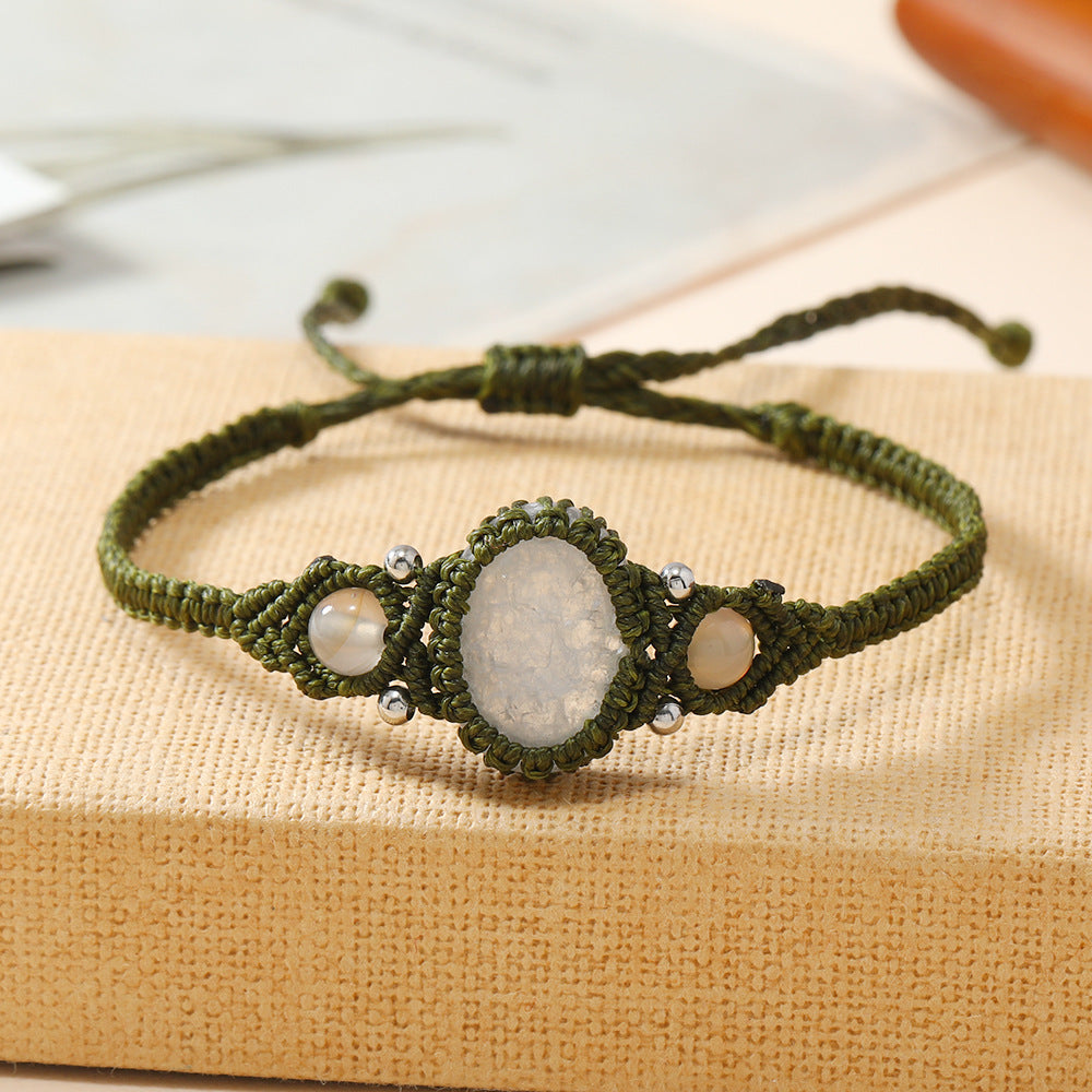 Wholesale Handmade Natural Stone Adjustable Braided Rope Bracelet Traditional Wrap Design Fashion Accessory For Women