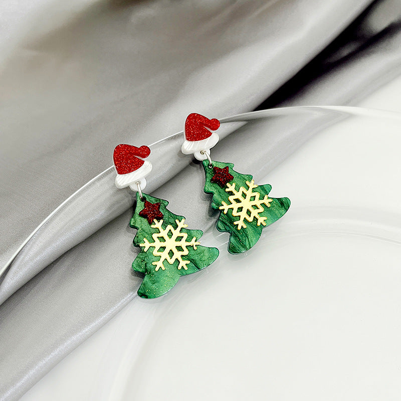 Wholesale Cartoon Christmas Santa Claus Tree Snowman Acrylic Earrings ACC-ES-MDD050