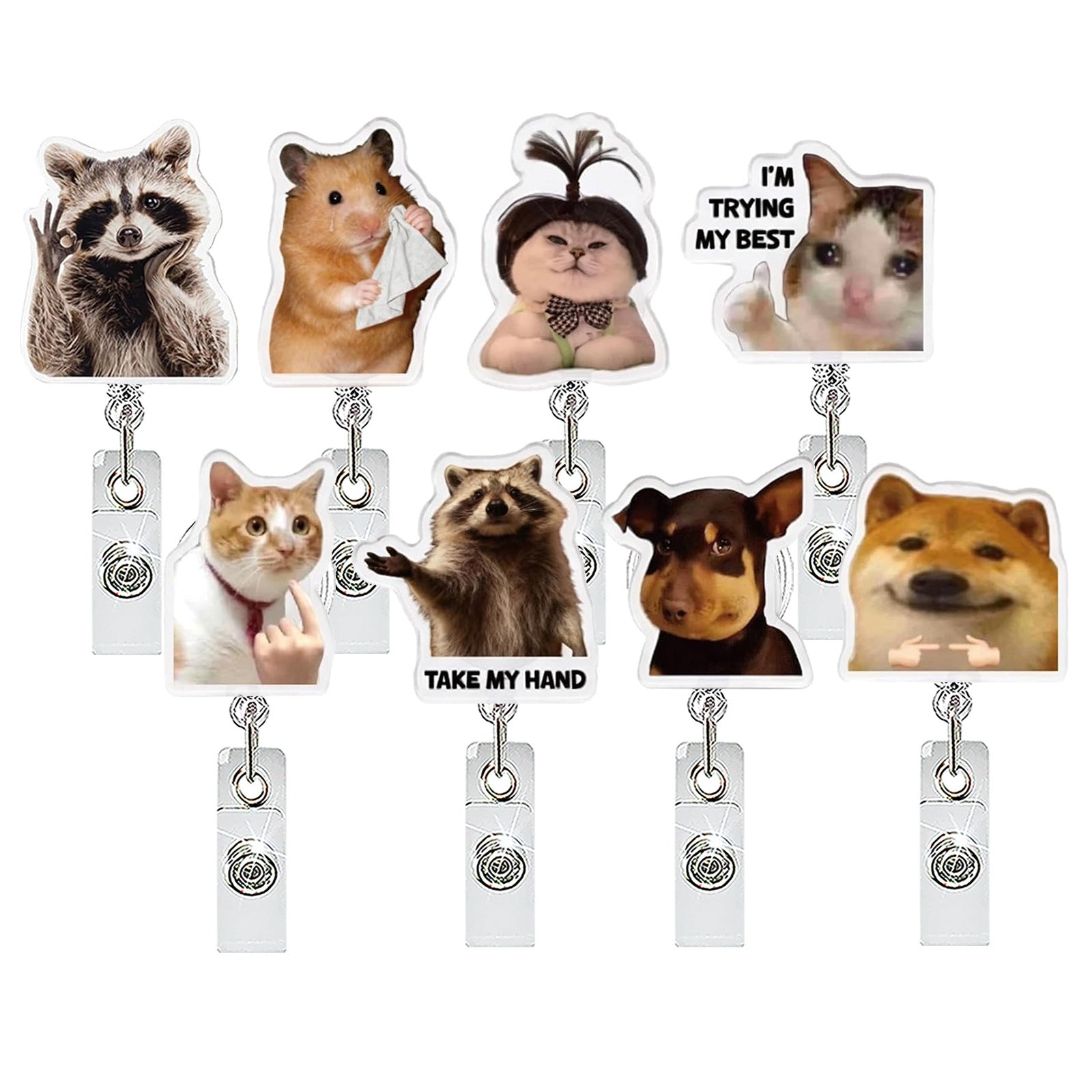 Wholesale Trendy Acrylic Animal Dog Cat Retractable Badge Reel ABS Material for ID Card Keychain Accessory