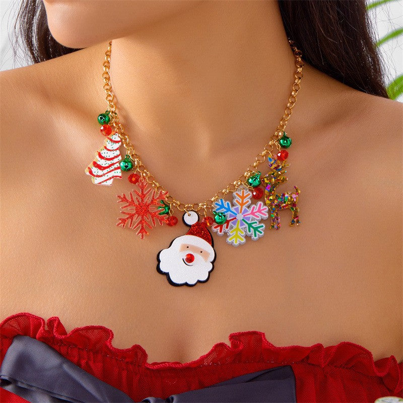 Wholesale Christmas Tree Snowflake Gingerbread Man Necklace