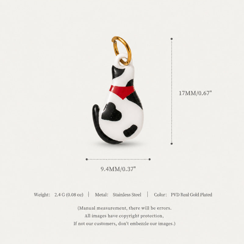 Wholesale Cute Cat Pendant Stainless Steel 18K Gold Plated DIY Jewelry Making Fashion Accessory Boutique Resale