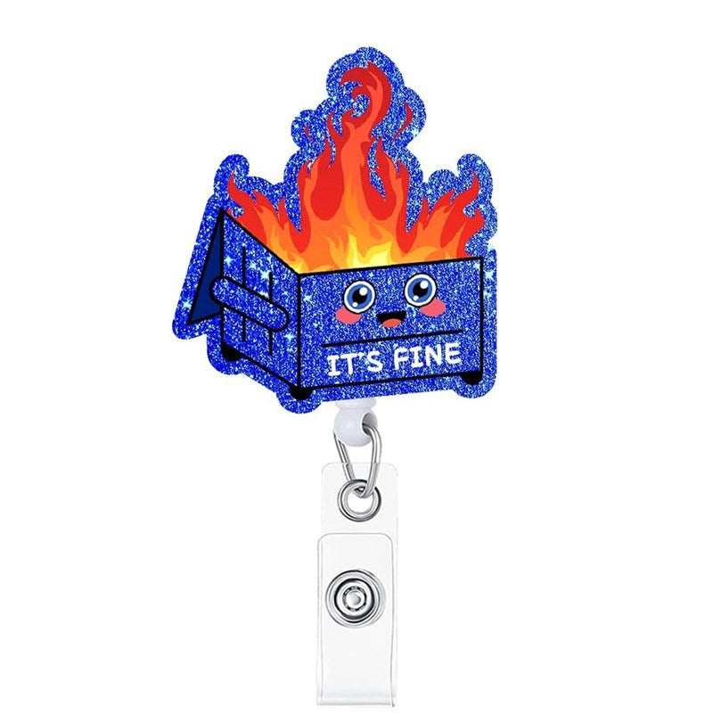 Wholesale Acrylic Glitter Heart Doctor Retractable Rotating Badge Reel Keychain ACC-KC-LingYu003