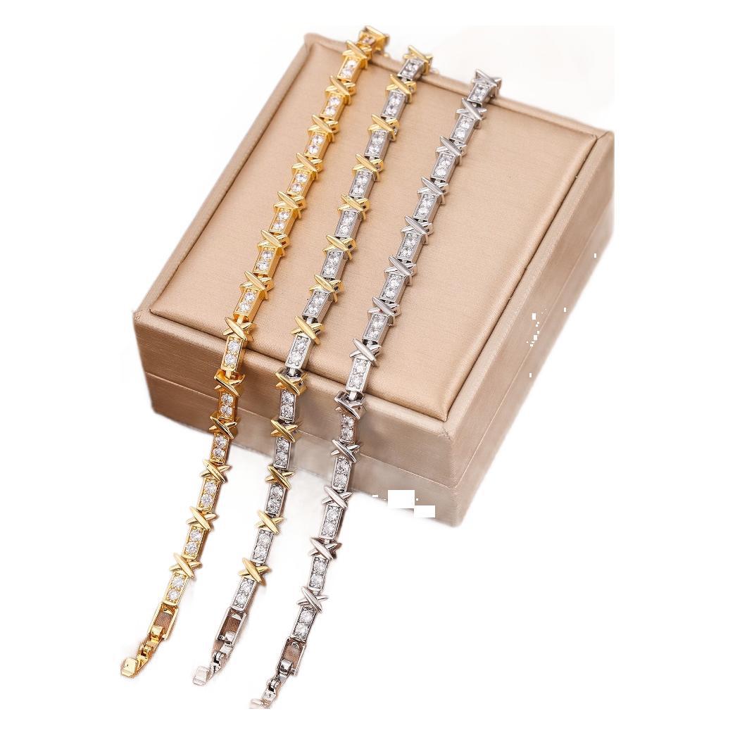 Wholesale Modern Geometric Zircon Bracelet,  Copper Gold Electroplated,  Jewelry Accessory for Women