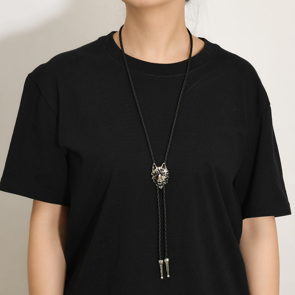 Wholesale Vintage Alloy Wolf Head Pendant Necklace