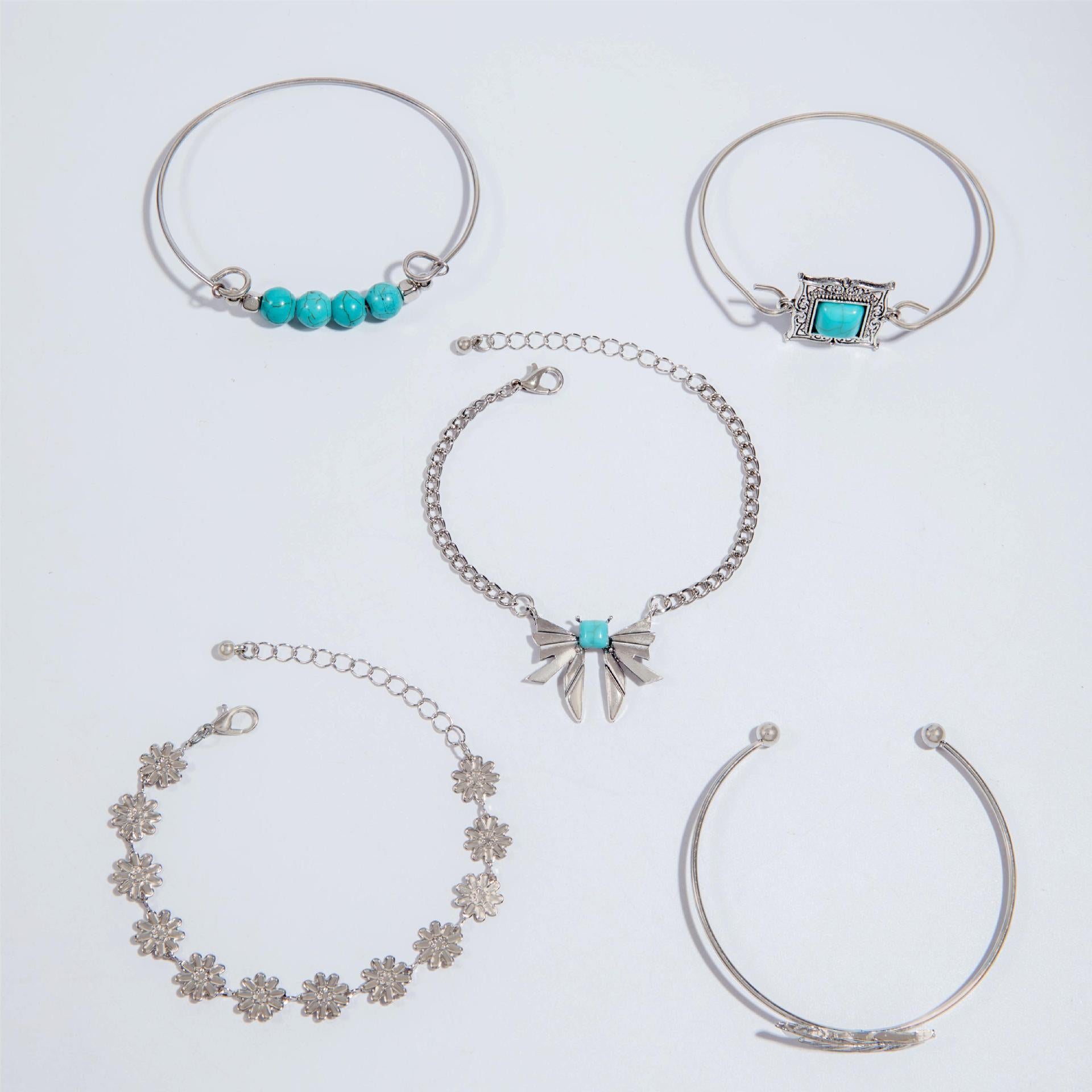 Wholesale Bohemian Turquoise Leaf Bracelet Set