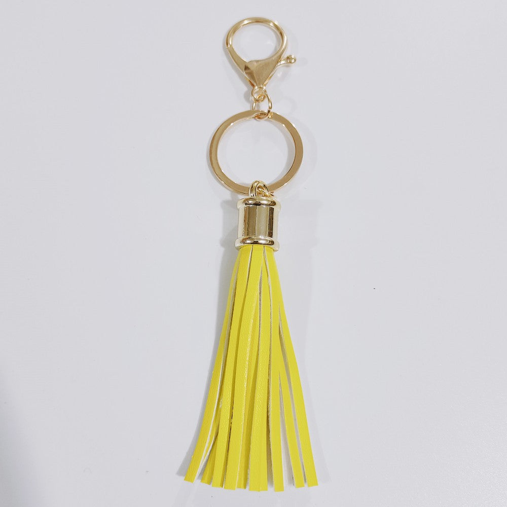 Wholesale Leopard Color Leather Tassel Keychain