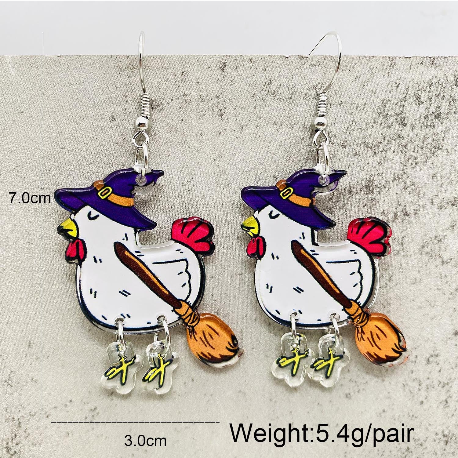 Wholesale Halloween Christmas Rooster Acrylic Earrings ACC-ES-ChenY053