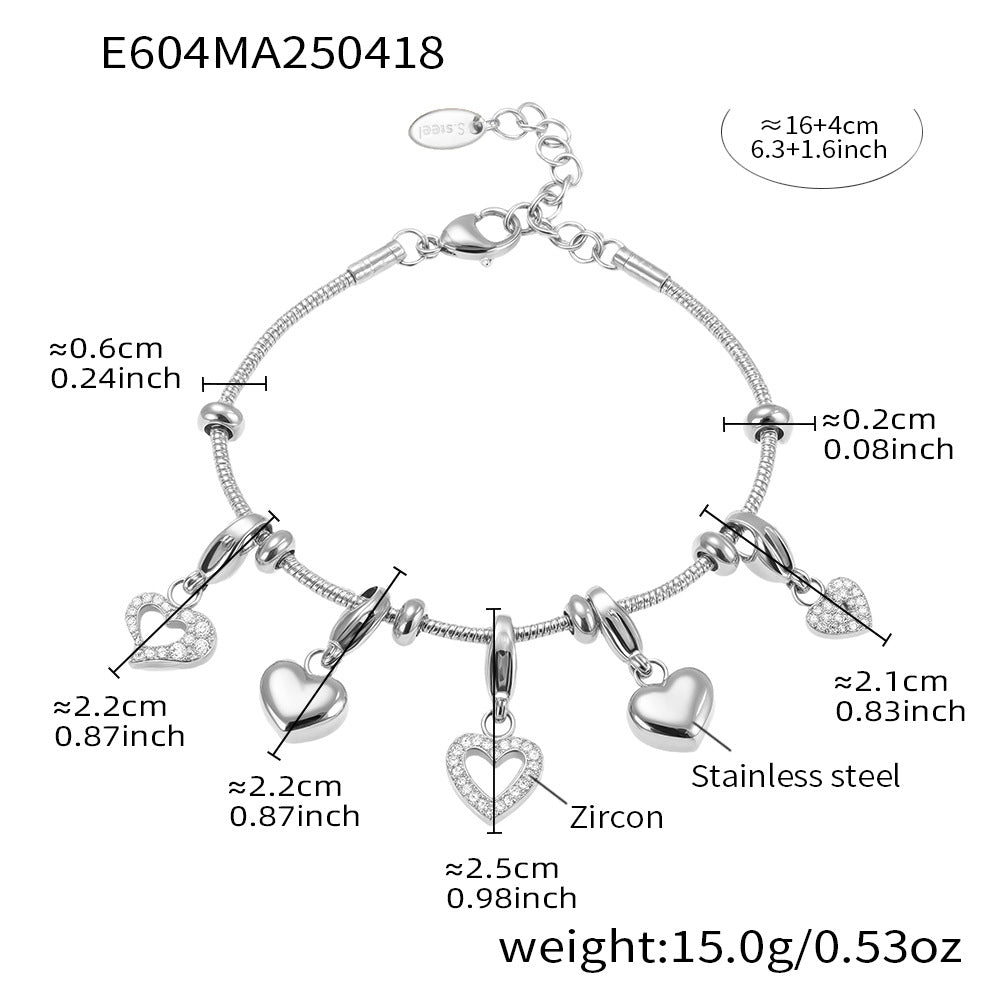 Wholesale Stainless Steel  Love Zircon DIY Multi-accessory Bracelet
