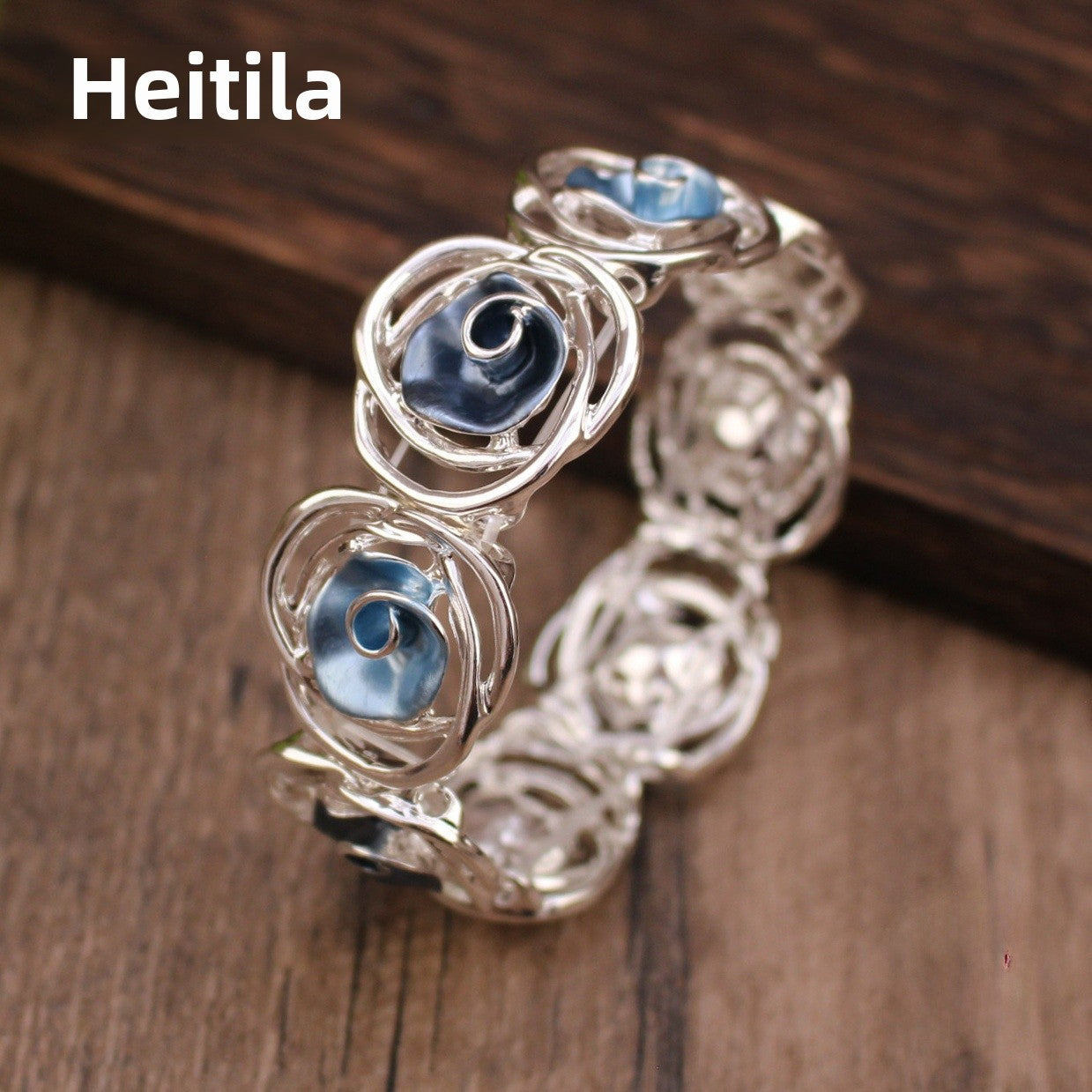 Wholesale Rose Alloy Bracelet Elastic Band  Colorful Hollow Out Rose Flower Bracelet