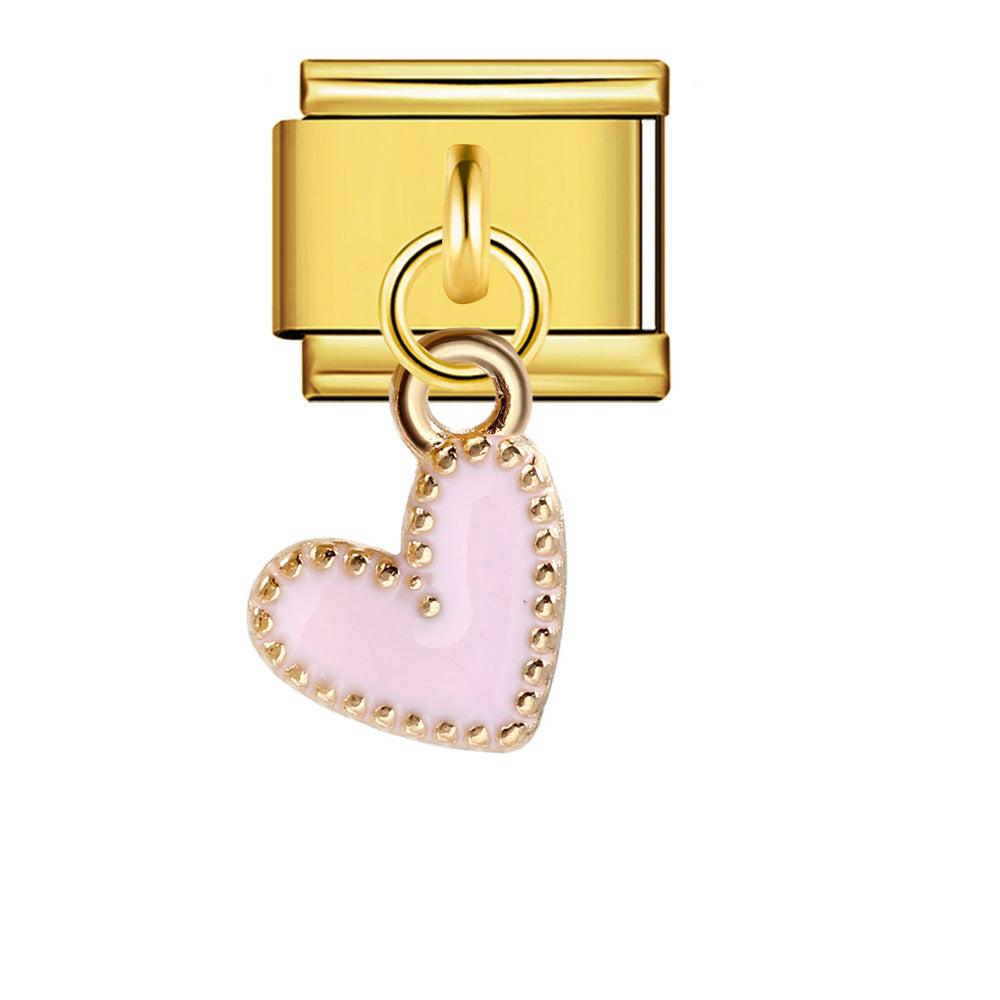 Wholesale Italian modular heart pendant  stainless steel DIY  bracelet