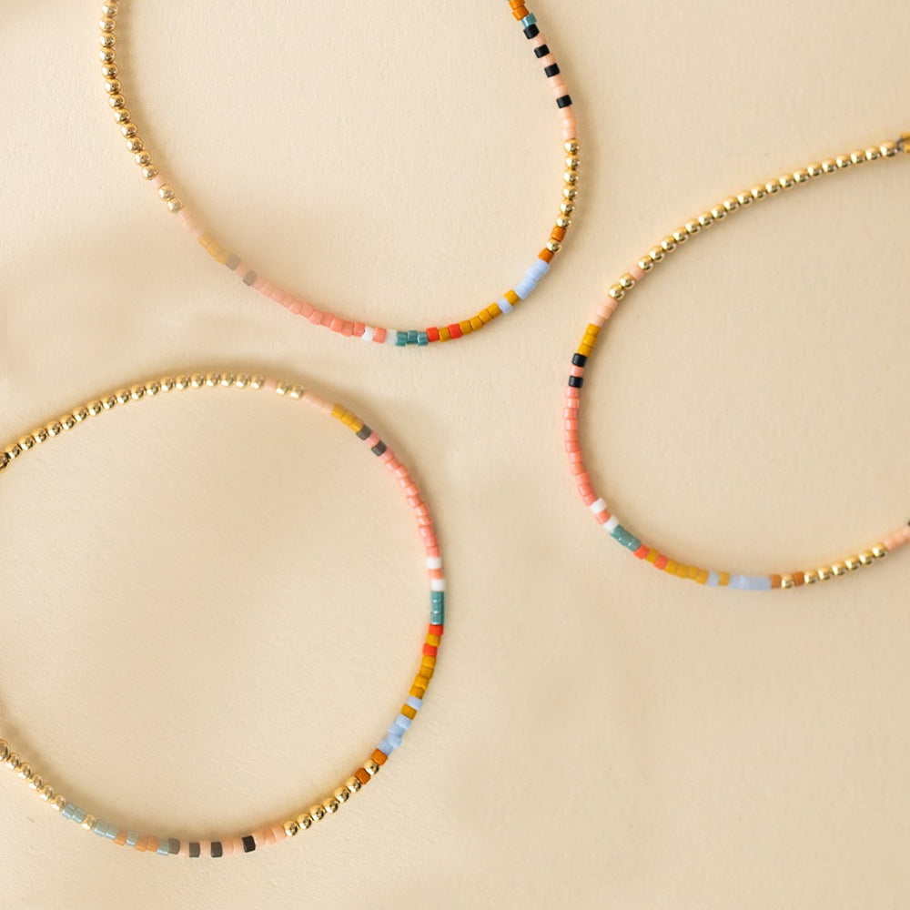 Wholesale Colorful Hand Woven Glass Bead Bracelet Minimalist Japanese Korean Style Women S Everyday Wear Fashion Accessory