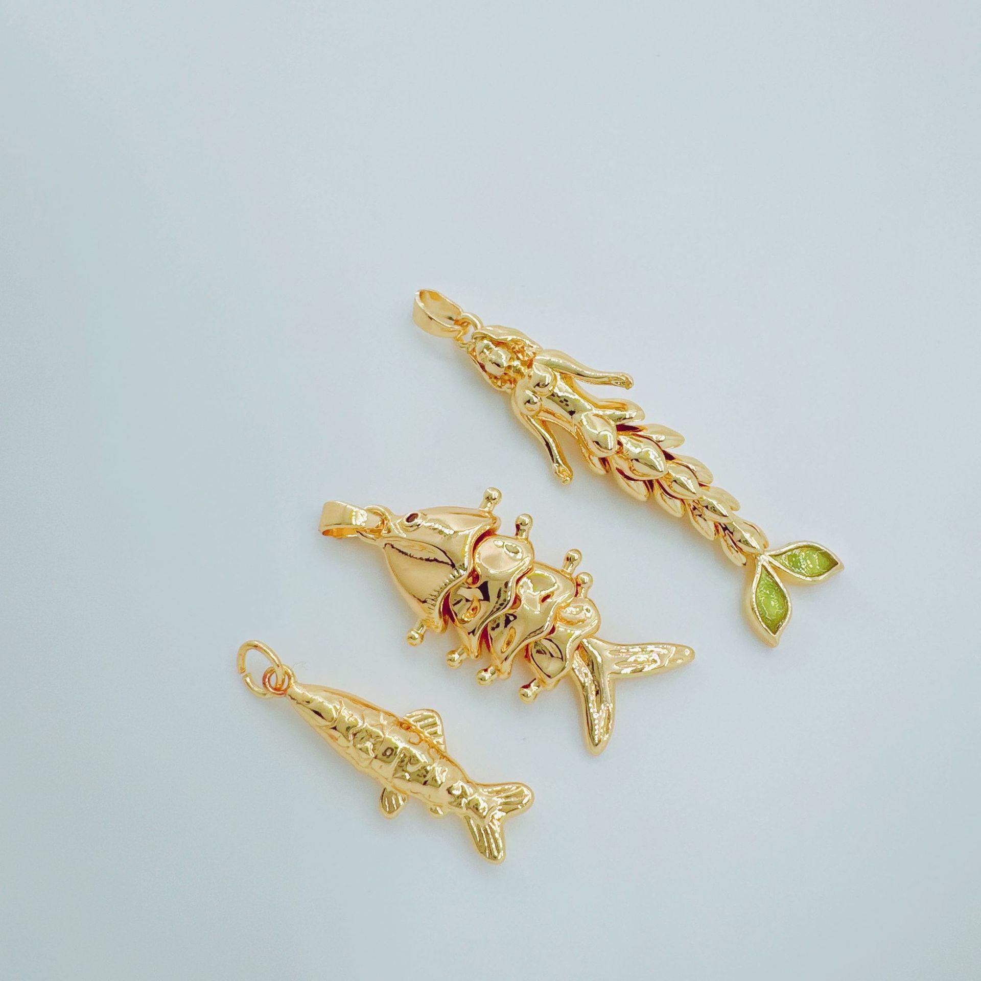 Wholesale Marine Mermaid Fish Bone Pendant Necklace,  Copper Layering Jewelry for Women