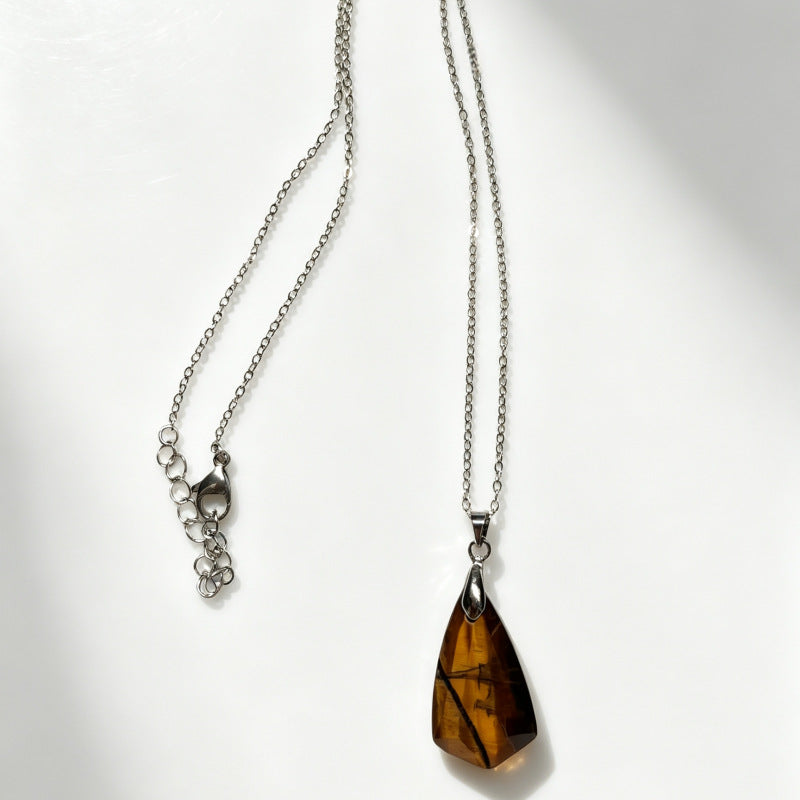 Wholesale Faceted Natural Amethyst Pendant Necklace Bohemian Geometric Jewelry Accessory For Boutique Resale