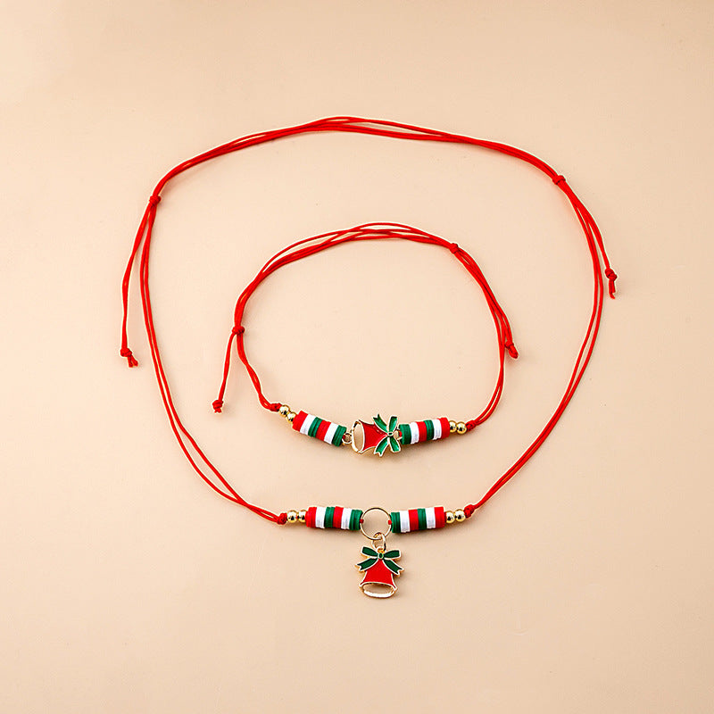 Wholesale Christmas Cute Cartoon Oil Drop Bell Necklace ACC-NE-Tiangao014