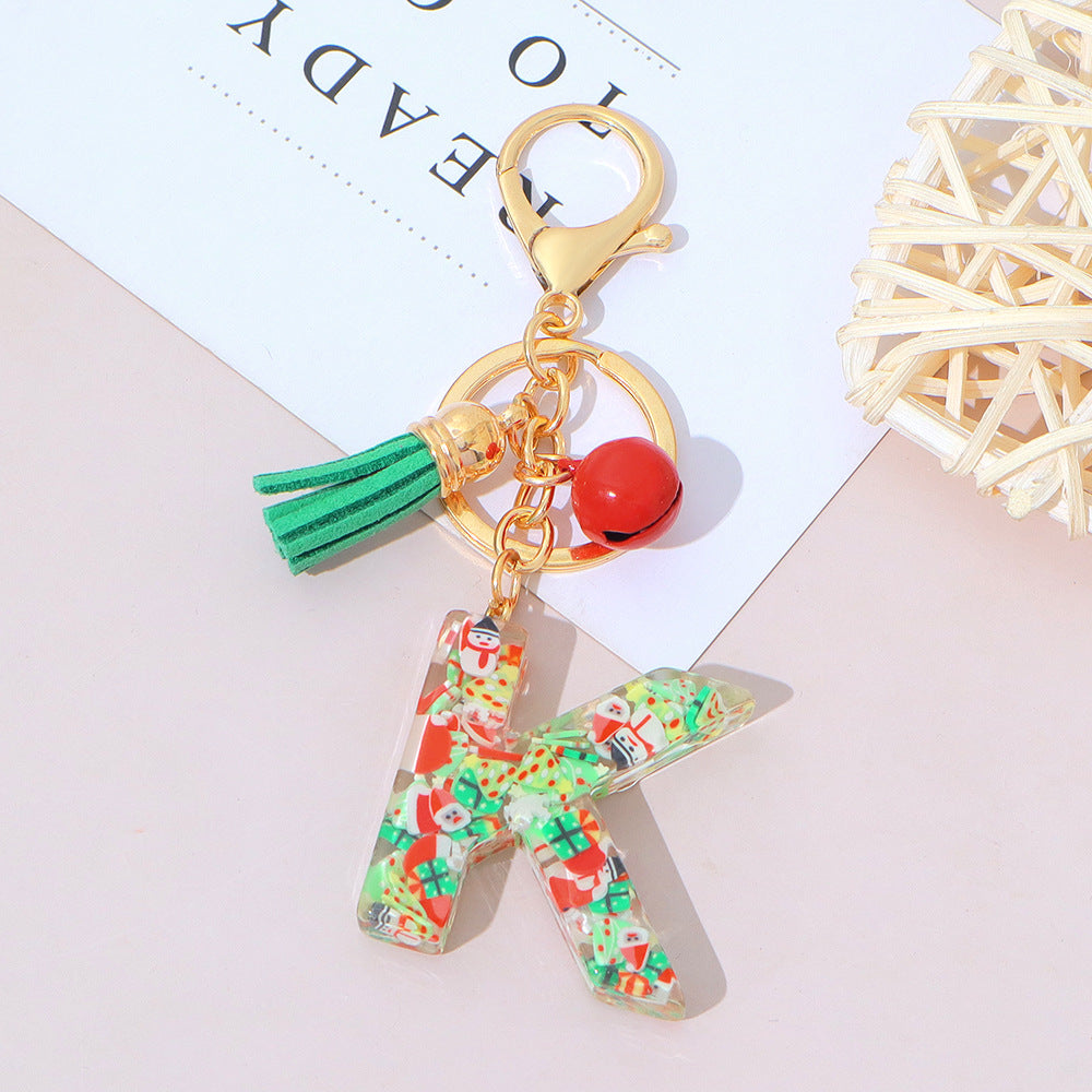 Wholesale Resin English Letter Keychain with Tassel Festive Holiday Party Bag Charm