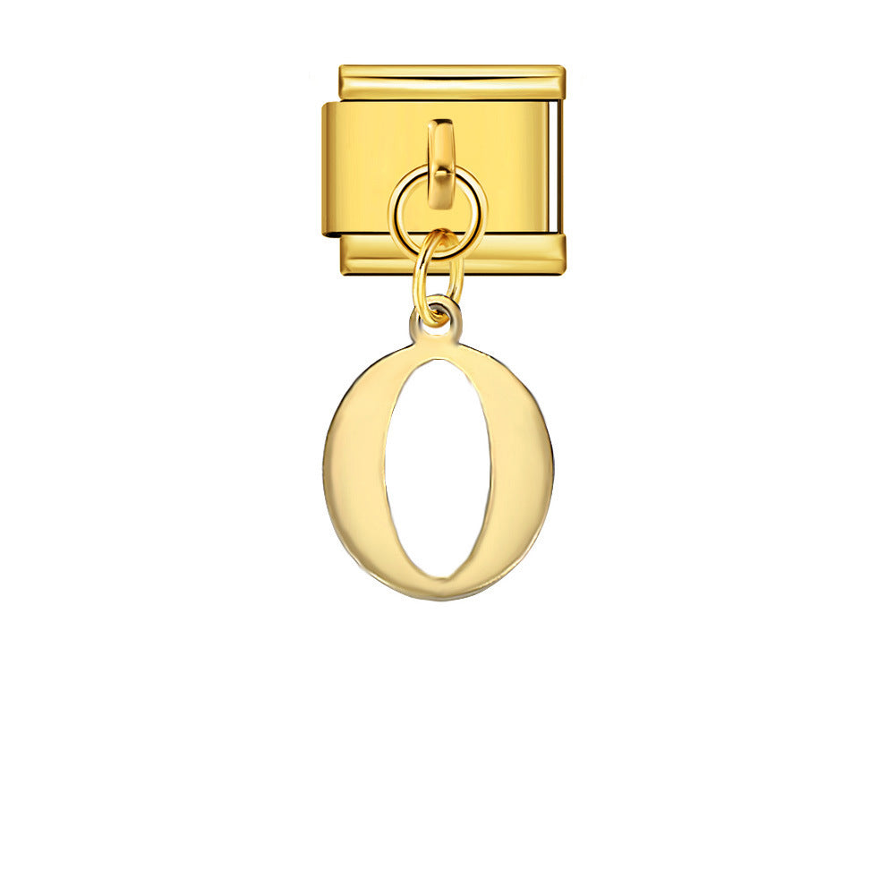 Wholesale Italian Charm Bracelet 9mm DIY Gold Simple Letter Creative Stainless Steel Composable Bracelet