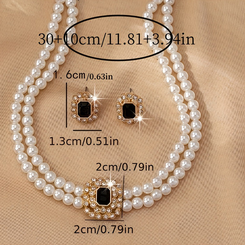 Wholesale pearl square diamond necklace