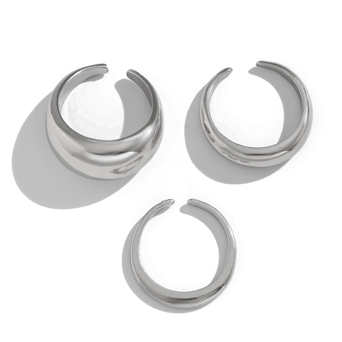 Wholesale Irregular alloy ring 3-piece set smooth geometric