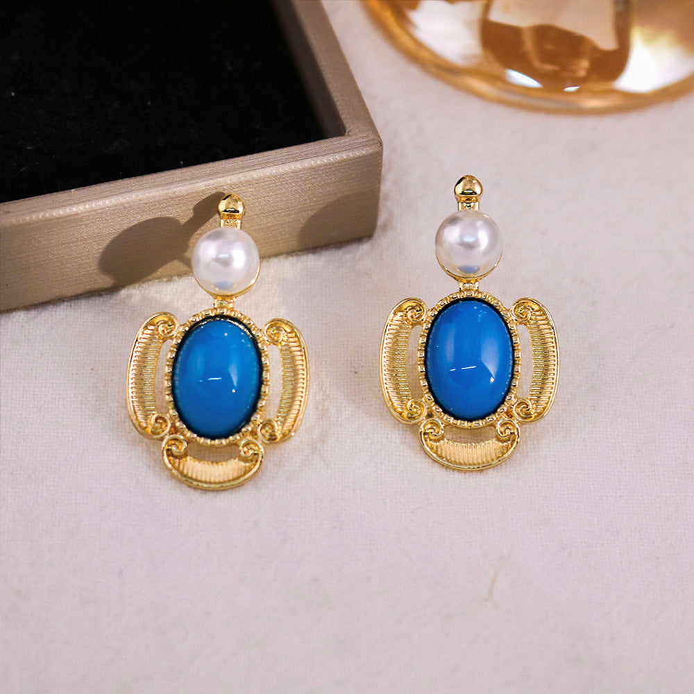Wholesale Elegant  Sophisticated Four-Leaf Clover Turquoise Stud Earrings