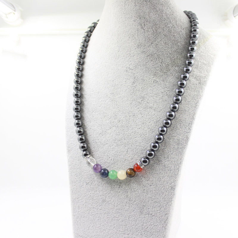 Wholesale 8mm colorful natural stone  volcanic stone beads colorful chain