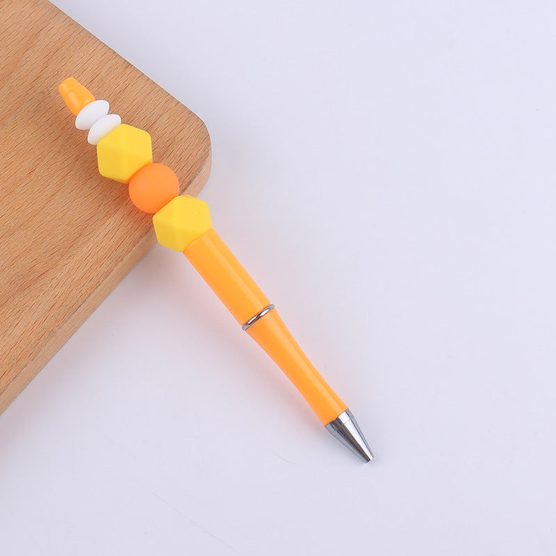 Wholesale  beaded pen creative DIY silicone beads contrast color beaded pen