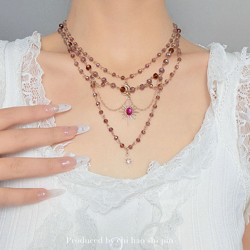 Collana esagerata all'ingrosso con nappe luna e sole