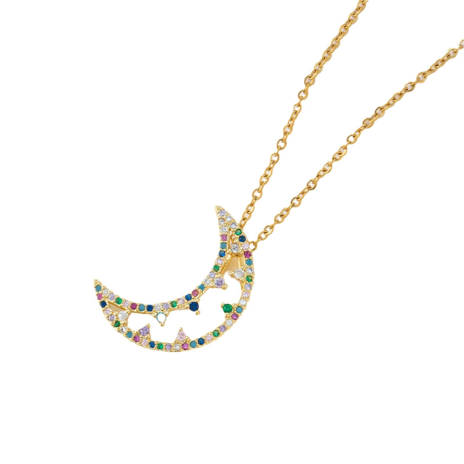 Wholesale diamond moon hollow light luxury clavicle necklace
