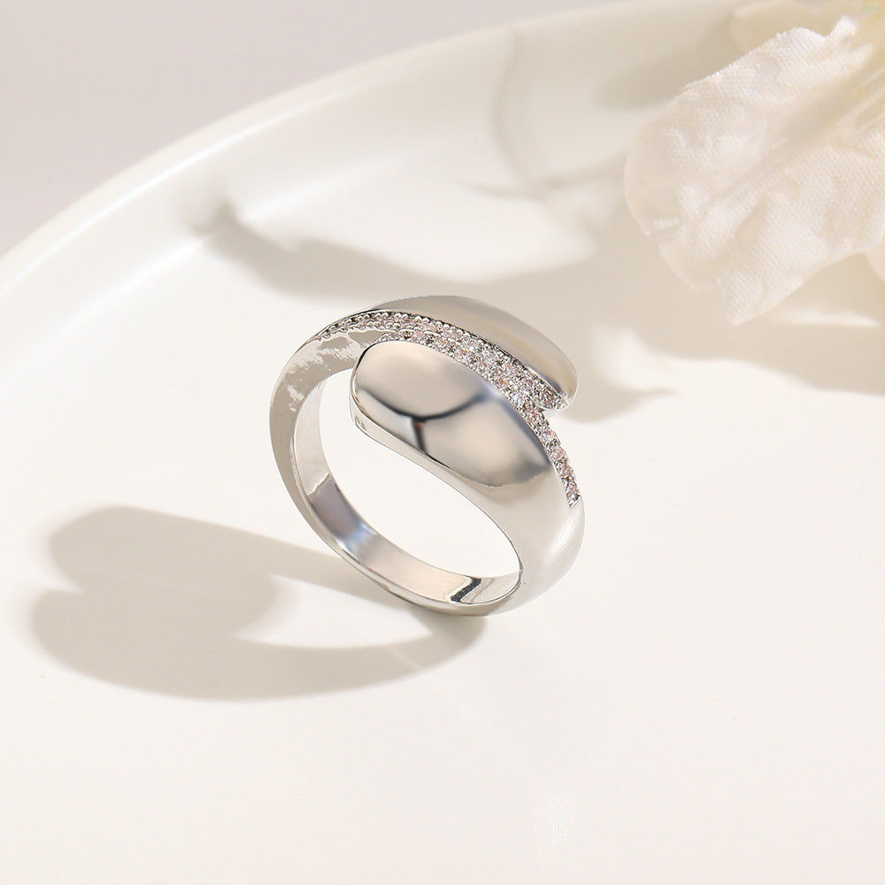 Wholesale Copper plated 18k zircon ball open ring