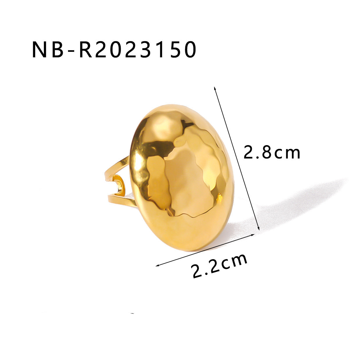 Wholesale 18K Gold Love Heart Shaped Wrinkled Oval Geometric Matte Titanium Steel Ring