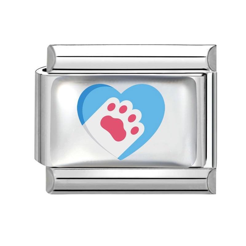 Wholesale Stainless Steel Paw Print Heart Charm For DIY Bracelet Jewelry Making