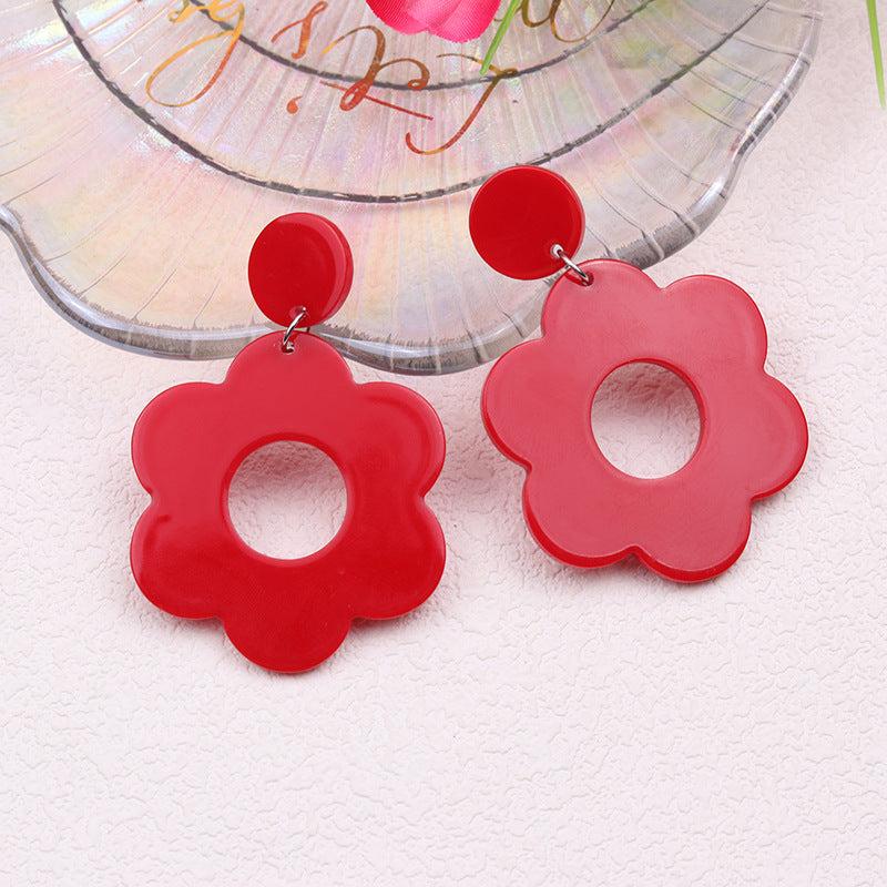 Wholesale Flower Hollow Earrings Earrings Acrylic  Simple Style Sweet and Fresh Earrings