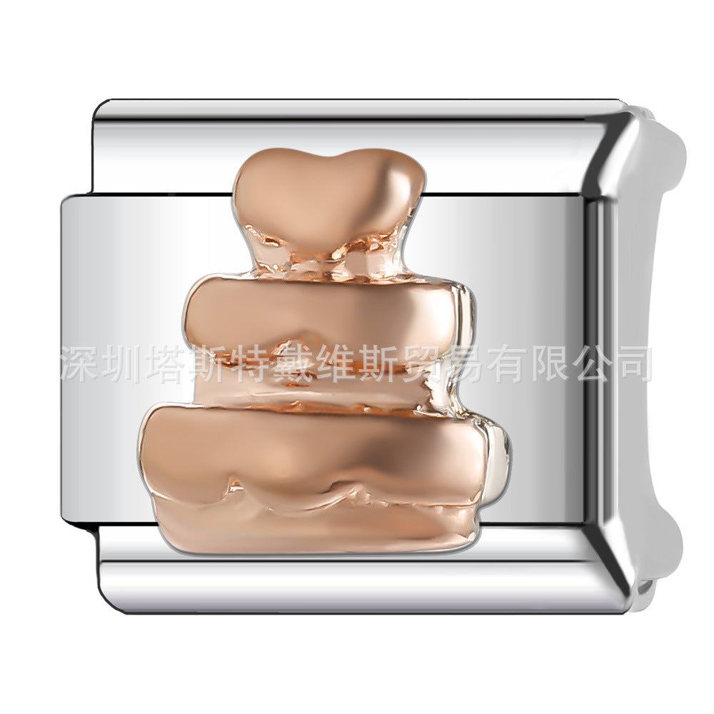 Wholesale  Italian Charm Bracelet 9mm DIY Rose Gold Series Creative Stainless Steel Composable Bracelet