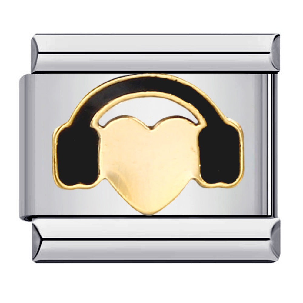 Wholesale Italian Charm Bracelet 9mm DIY Splicing Removable Sports Series Stainless Steel Composable Bracelet