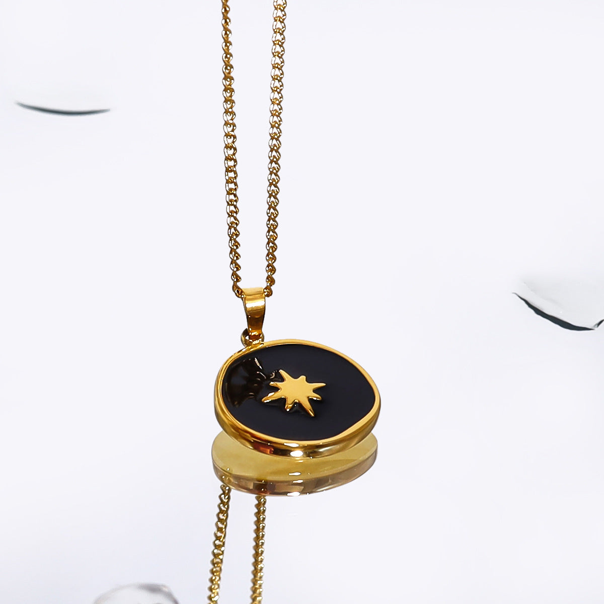 Wholesale Titanium Steel Necklace Eight-pointed Star Oil Drop Black Star Clavicle Chain Necklace ACC-NE-Mingl005