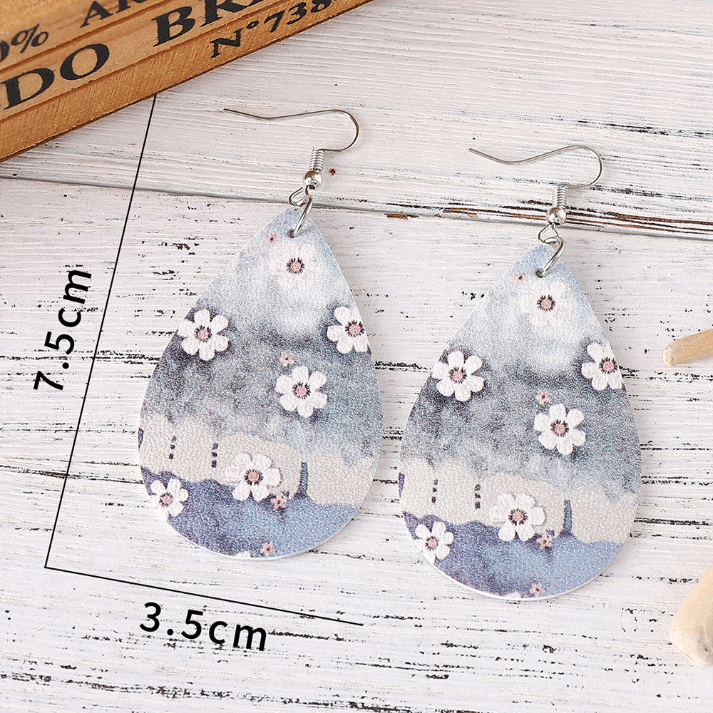 Wholesale Leaves Flowers Leopard Feather Earrings