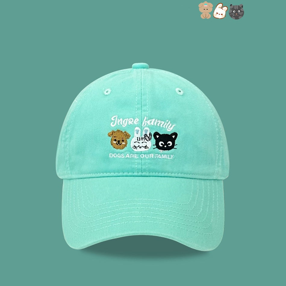 Wholesale cute cartoon animal embroidery cartoon cotton baseball cap