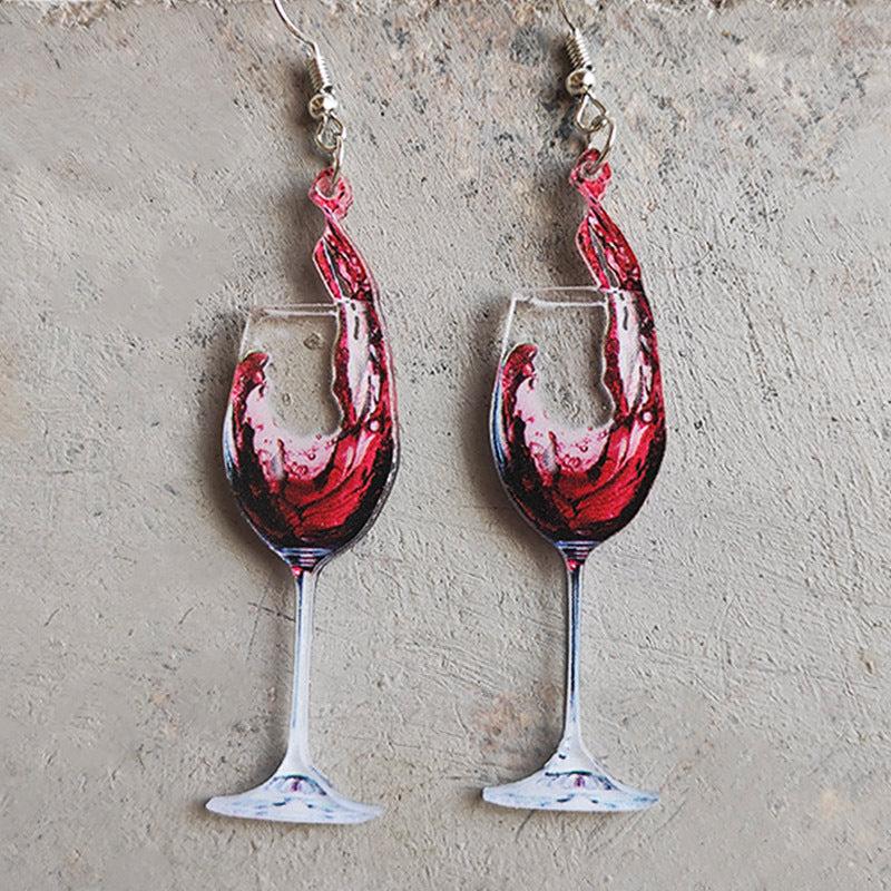 Wholesale 2 Pairs/pack Transparent Beer Red Wine Acrylic Earrings ACC-ES-HY084