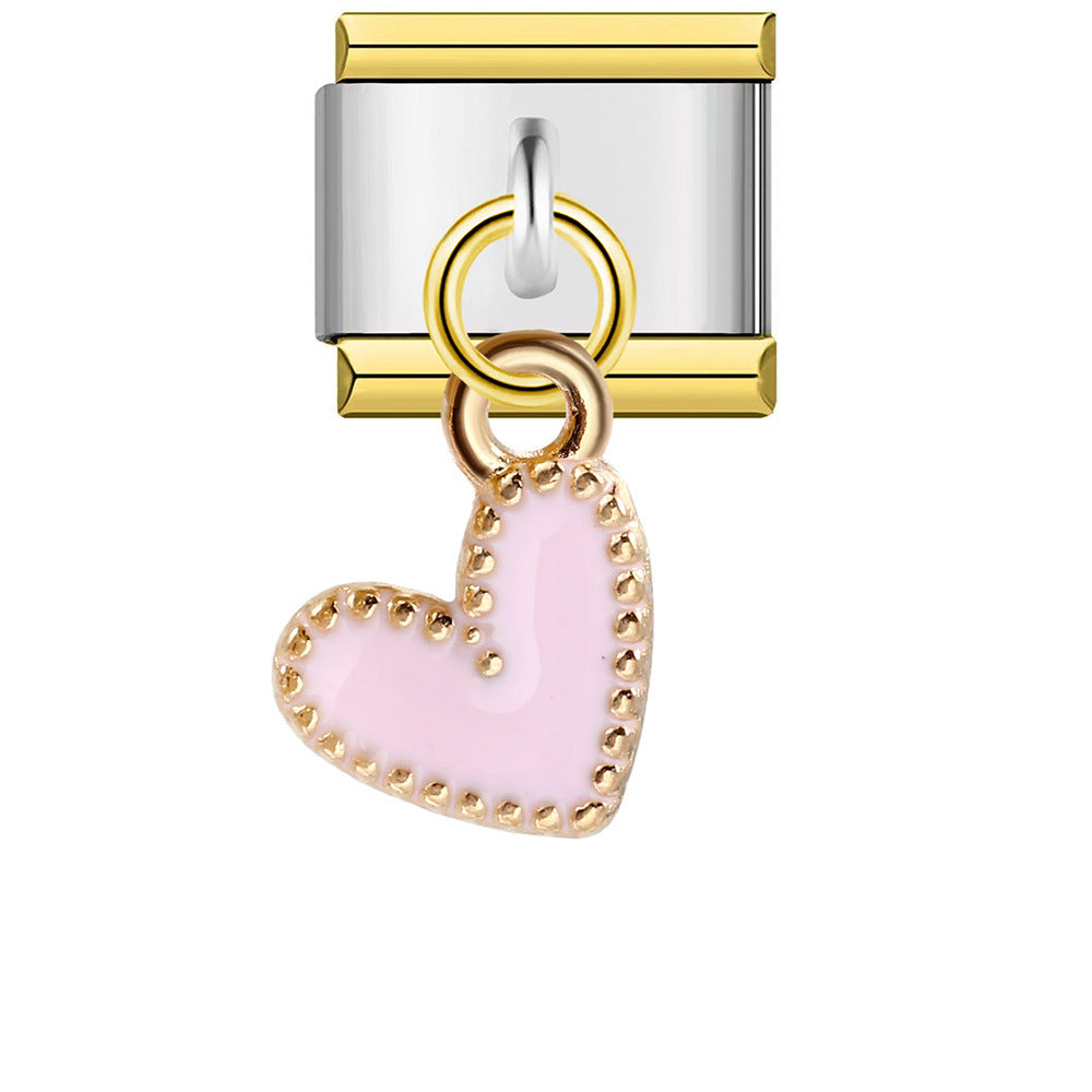 Wholesale Italian Charm Bracelet 9mm DIY Splicing Removable Heart Hook Stainless Steel Composable Bracelet