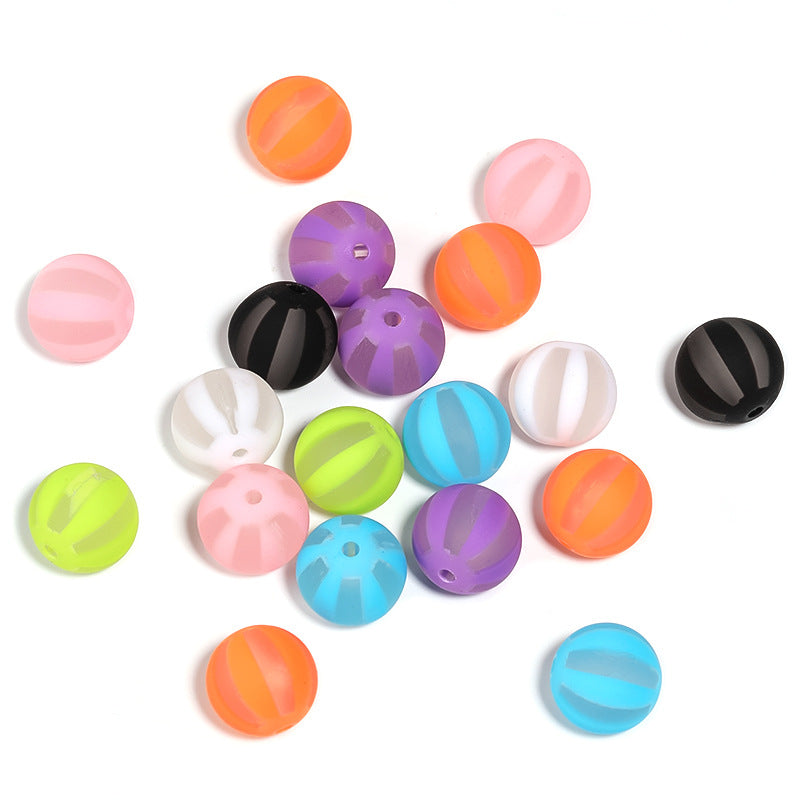Wholesale 100pcs 16mm Frosted Color Striped Acrylic Beads Diy Accessories ACC-BDS-BLG134
