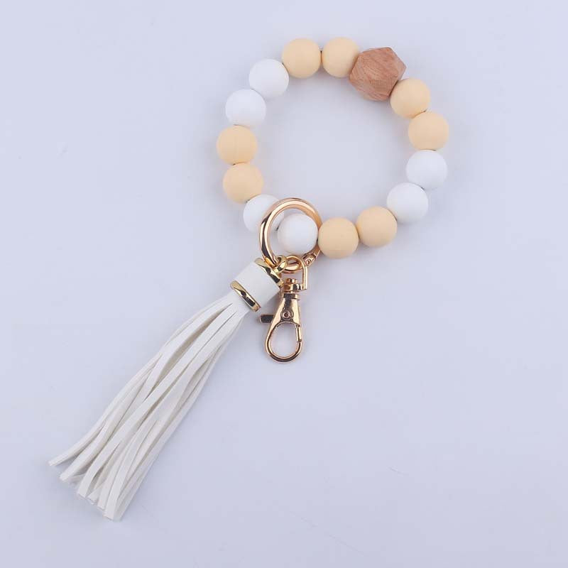 Wholesale Food grade silicone beaded bracelet keychain accessories