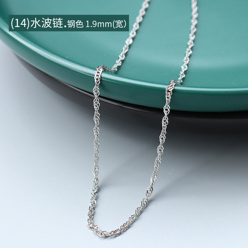 Wholesale 2pcs Cross Necklaces Snake Bone Chain Twist Chain Box Chain Titanium Steel 18K Gold Plated Clavicle Chain ACC-NE-MiLi002